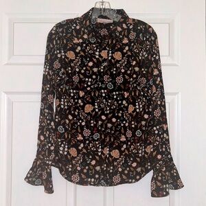 Philosophy Floral Brown Button Down
